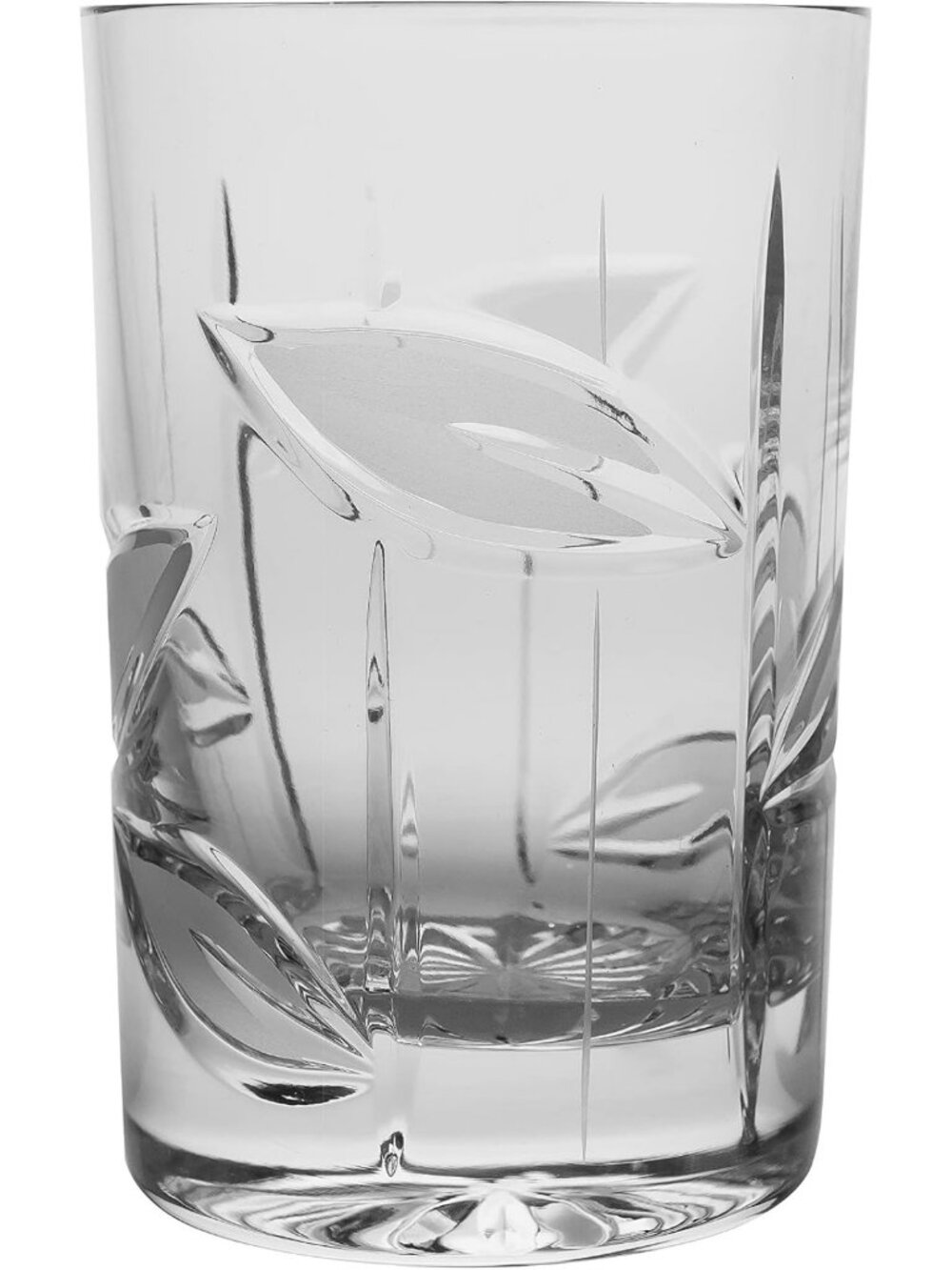 Elegant Crystal Highball & Coupe Glass Set of 6 - Frosted Leaf Design - 6 oz